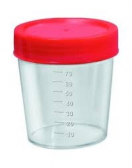 COLETOR DE URINA 80ML TAMPA VERMELHA PCT 100 UNIDS