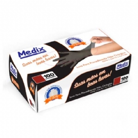 LUVA PARA PROCEDIMENTO NAO CIRURGICO NITRILICA BLACK MEDIX