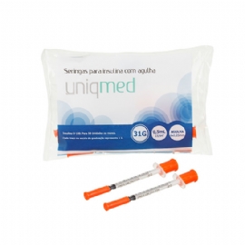 SERINGA PARA INSULINA 05ML AGULHA 6MMX025MM PCT C/ 10 UNIDS   UNIQMED