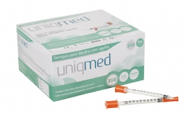 SERINGA PARA INSULINA 1ML AGULHA 6MMX025MM PCT C/ 10 UNIDS   UNIQMED