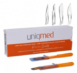 BISTURI DESCARTAVEL UNIQMED COM DISPOSITIVO DE SEGURANCA   UNIDADE