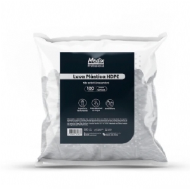 LUVA PLASTICA HDPE DESCARTAVEL   100 UND   MEDIX