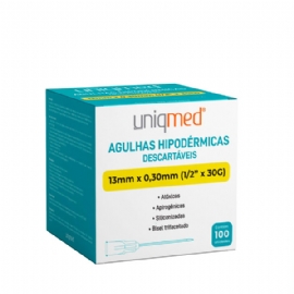 AGULHAS UNIQMED 25MM X 0,7, 0MM (1/2 X 30G) CX C/ 100 UNIDADES