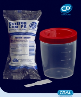 COLETOR 80ML C/PA ESTERIL TAMPA VERM 100UND   CRALPLAST