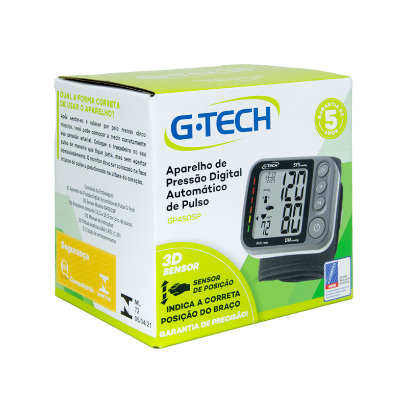 APARELHO DE PRESSO DIGITAL AUTOMTICO DE PULSO 3D G-TECH GP450SP