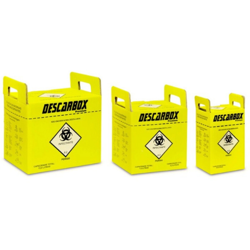 CAIXA COLETORA PERFUROCORTANTE PREMIUM 3 LITROS COM 5 UNIDADES DESCARBOX