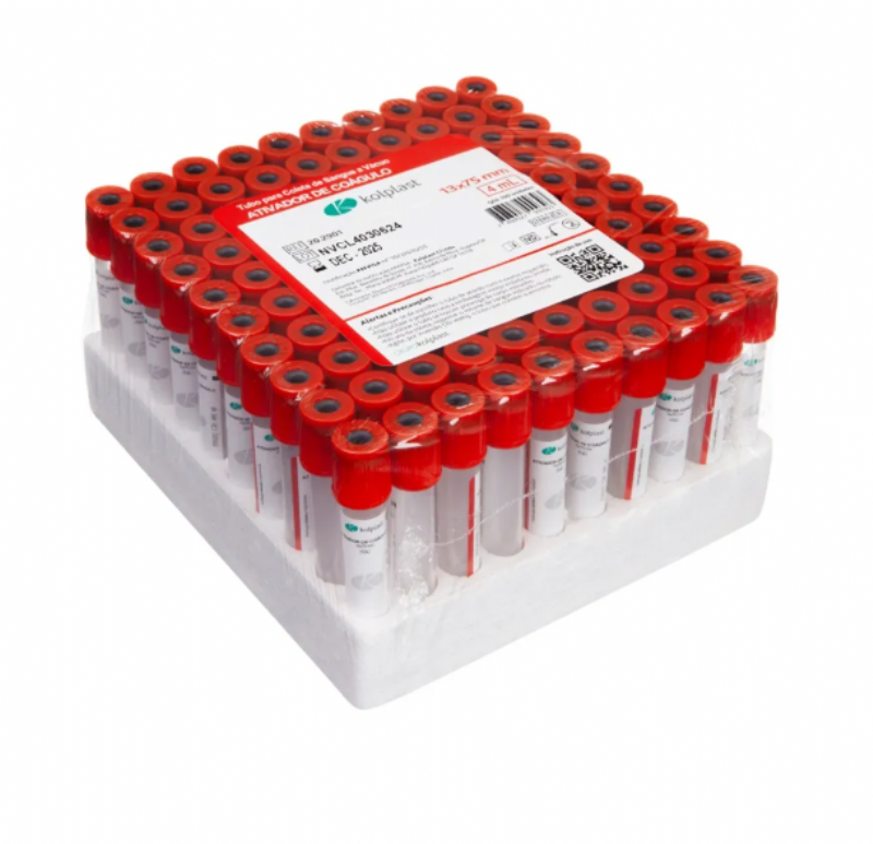 TUBO DE SANGUE A VCUO ATIVADOR DE COGULO - EMBALAGEM COM 100 UNIDADES