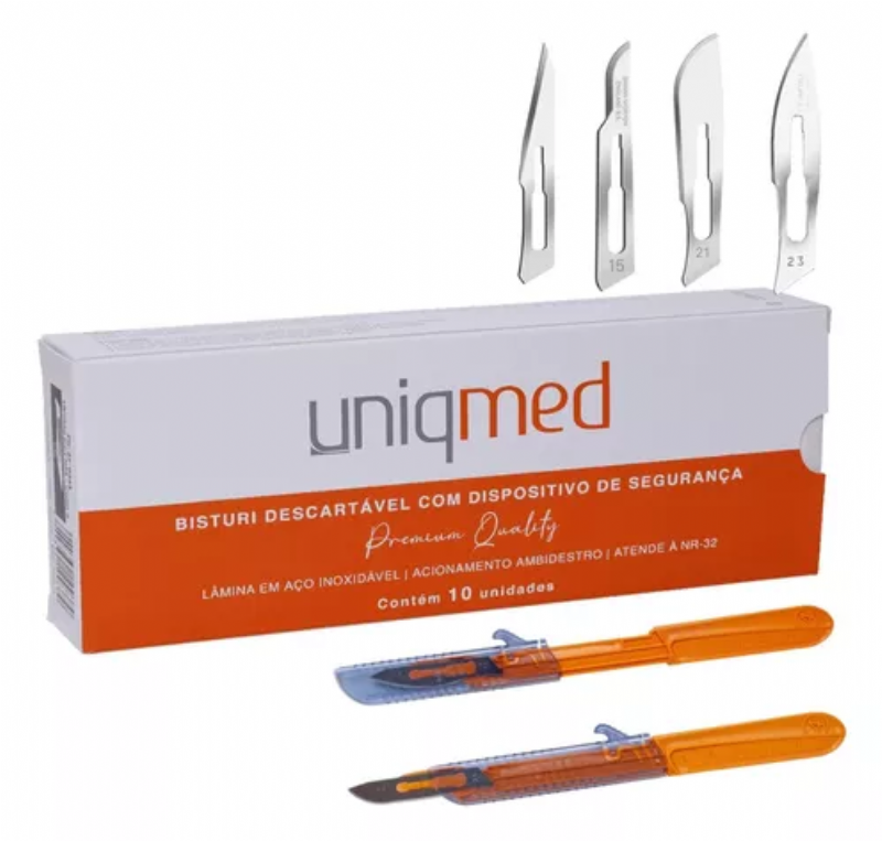 BISTURI DESCARTVEL UNIQMED COM DISPOSITIVO DE SEGURANA - UNIDADE