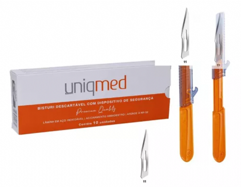 BISTURI DESCARTVEL UNIQMED COM DISPOSITIVO DE SEGURANA - UNIDADE