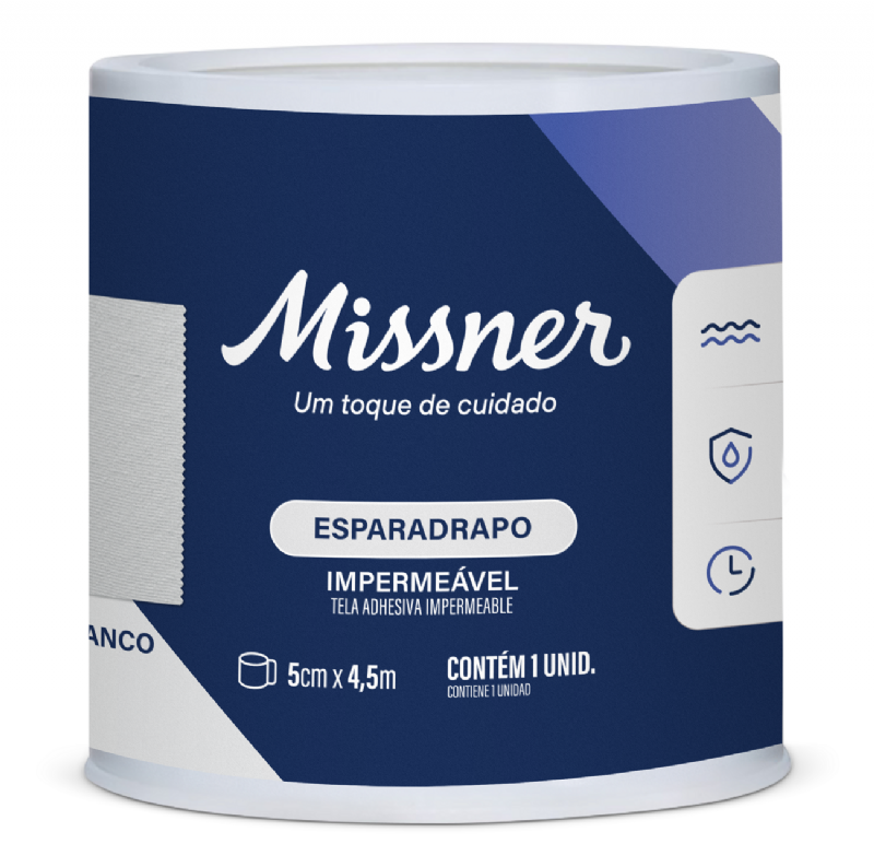 Esparadrapo Impermevel Branco Missner 5cm x 4,5m