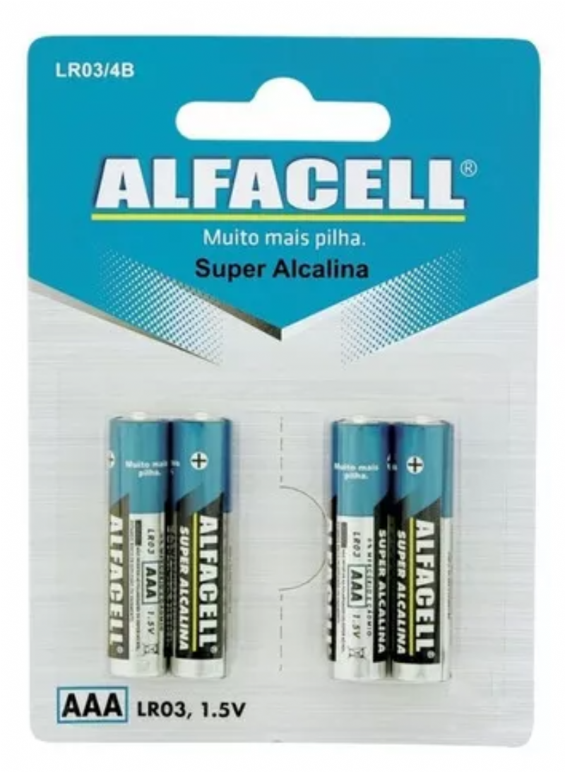 PILHA ALCALINA AAA 1.5V - 4 UND - ALFACELL